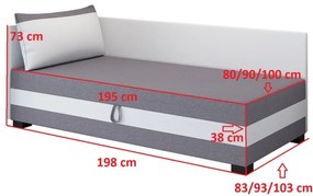 Jednolôžková čalúnená posteľ 100x195 MIRRY PLUS 1 - svetlá hnedá / čierna