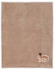 Béžový plyšový pléd s zajačikom Olli - 130 * 160 cm
