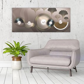 Obraz - Zlatohnedá abstrakcia (120x50 cm)