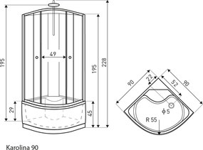Novoterm Hydromasážny box NV-Karo WH 90x90 biely