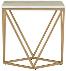 Odkladací stolík s mramorovým vzhľadom béžová/zlatá MALIBU Beliani