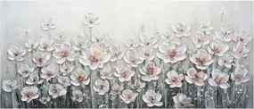 Ručne maľovaný obraz Biele kvety 140x60 cm, olejomaľba%