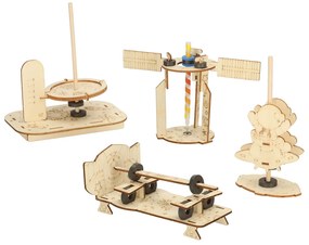 KIK Vzdelávacia drevená sada 4v1 – DIY vedecké experimenty (mechanika, gravitácia, magnety) 8+