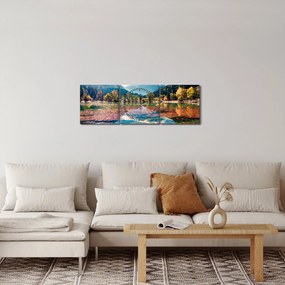 Obraz - Jazero Jasna, Gozd Martuljek, Julské Alpy, Slovinsko (s hodinami) (90x30 cm)