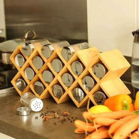 18-dielny bambusový stojan na koreniny