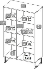 Vitrínová skrinka Cube, dub evoke / pieskovo šedá, s osvetlením