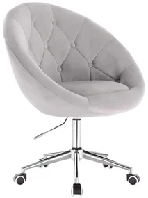 LuxuryForm DESIGN Kreslo VERA VELUR na striebornej podstave s kolieskami - svetlo šedé