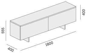 Skrinka nízka SOLID, 1800 x 400 x 550 mm, dub prírodný