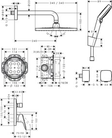 Hansgrohe Crometta E, sprchový systém 240 1jet s pákovou batériou, chrómová, HAN-27957000