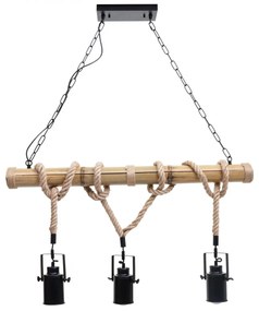 Závesné svietidlo H82 industrial, spot 3 74204 - kov / bambus - Čierna