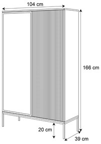 VYSOKÁ VITRÍNA ALESSIO 104 cm DUB WOTAN / ČIERNA LED