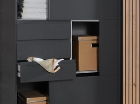 Šatníková skriňa Coburg, 180 cm, grafit/dub artisan