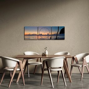 Obraz ženy na pláži (s hodinami) (90x30 cm)