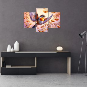 Obraz - Vták s jarabinou (90x60 cm)