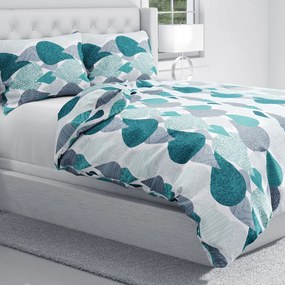 Biante Bavlnené posteľné obliečky Sandra SA-444 Sivo-petrolejové kvapky s ornamentami Jednolôžko 140x200 a 70x90 cm