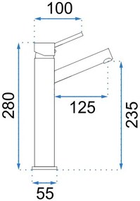 Rea Lumi - vysoká umývadlová batéria, šedá, REA-B8026