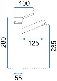 Rea Lumi - Vysoká umývadlová batéria, Šedá, REA-B8026