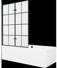 `Mexen Cube obdĺžniková vaňa 180 x 80 cm s obkladom a 2-krídlovou zástenou 120 cm, Čierny vzor - 550518080X92120027077