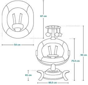 Lionelo - Detská hojdačka s melódiou BELLA Grey Concrete + diaľkové ovládanie