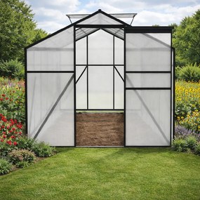Skleník so základňou BestBerg BBGH‑1206B / 7,05 m² / 371 × 190 × 206 cm / čierna