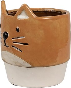 Keramický kvetináč v tvare mačky Cat - Ø 11*13 cm