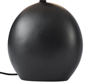 Japandi stolná lampa čierna s ľanovým tienidlom - Timo