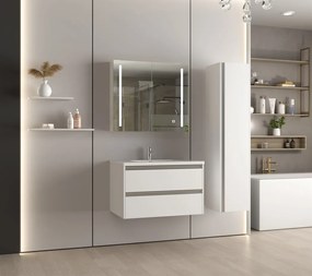 Erga Hana, zrkadlová galérka s LED osvetlením 80x70cm s integrovanou zásuvkou, biela, ERG-V05-HANA-8070-WH