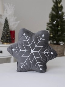 Vianočný vankúš 30 × 30 cm - Vločka sivá