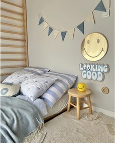 Zrkadlo Emoji do detskej izby – zlaté akrylové zrkadlo z dreva Ø40 cm