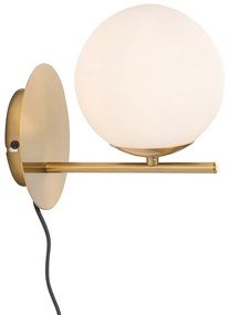 Art Deco nástenná lampa zlatá a opálové sklo - Flore