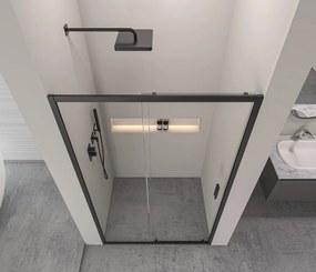 Erga Alpine, posuvné sprchové dvere do otvoru 140x195 cm, 6mm číre sklo, čierny profil, ERG-V02-ALPINE-D140-BK