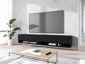 TV stolík/skrinka Adenik 180 MDF, Farby: čierny grafit / čierna fala, Osvetlenie: osvetlenie LED RGB - farebné