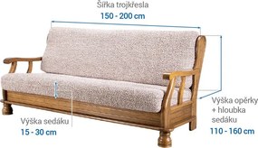 Bielastické poťahy GRAFITI NOVÉ béžové trojkreslo s drevenými rúčkami (š. 150 - 200 cm)