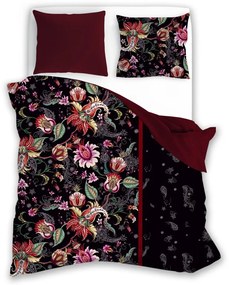 Bavlnené obliečky Elegant 022 160x200 + 2x 70x80 červeno-čierne