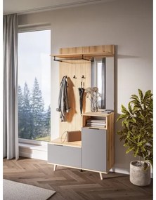 Predsieňová stena SVEN so zrkadlom, hnedá/grafit