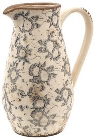 Keramický dekoračný džbán so šedými kvetmi Filon French M - 20*14*25 cm
