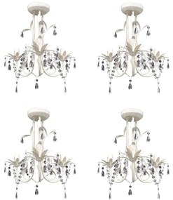 Kryštálové závesné stropné lustre 4 ks elegantná biela
