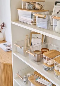 Zeller Present Sada 3ks úložných boxov BOXIFY s bambusovým madlom 34 × 18 × 12 cm