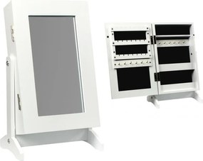 Malá šperkovnica bielej farby so zrkadlom 21 x 15 x 35 cm