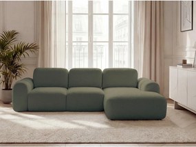 Zelená rozkladacia/s úložným priestorom rohová pohovka z textílie buklé (pravý roh/s leňoškou) Montaigne – Bobochic Paris