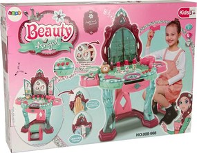 LEAN Toys Kozmetická súprava toaletný stolík so zrkadlom, svetlom, zvukom a šperkami