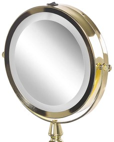 LED Makeup zrkadlo ø 18 cm MAURY zlaté Beliani