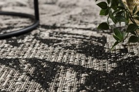 Koberec šnúrkový SIZAL FLOORLUX 20491 KVETY strieborný/čierny