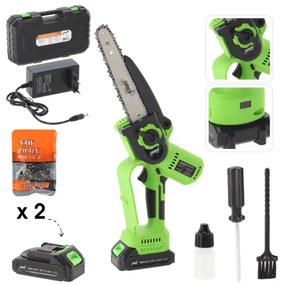 Reťazová akumulátorová píla na konáre s 2 batériami a nabíjačkou