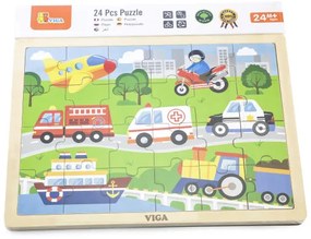 Puzzle na podstavci Viga 51462 24 dielikov - vozidlá v meste