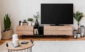 Široká TV skrinka Nola, dub artisan/čierna