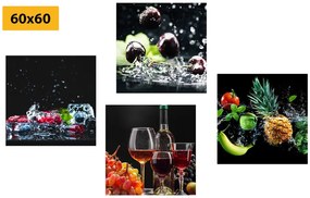 Set obrazov chutné ovocie na čiernom pozadí