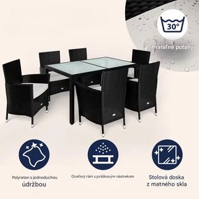 InternetovaZahrada Záhradná ratanová zostava Berlin 1+6 - čierna