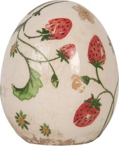 Keramické dekoračné vajíčko s jahôdkami Wild Strawberries S - Ø 7*9 cm
