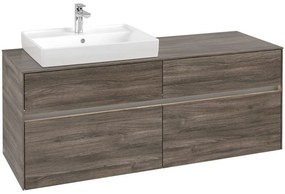 VILLEROY &amp; BOCH Collaro závesná skrinka pod umývadlo na dosku (umývadlo vľavo), 4 zásuvky, s LED osvetlením, 1400 x 500 x 548 mm, Stone Oak, C085B0RK